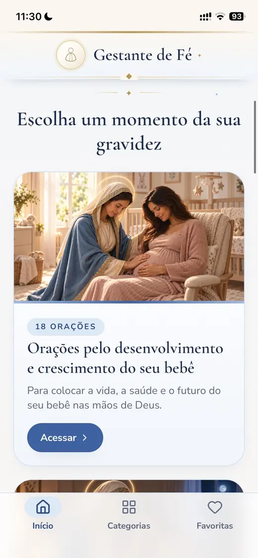 Tela 2 do aplicativo Gestante de Fé