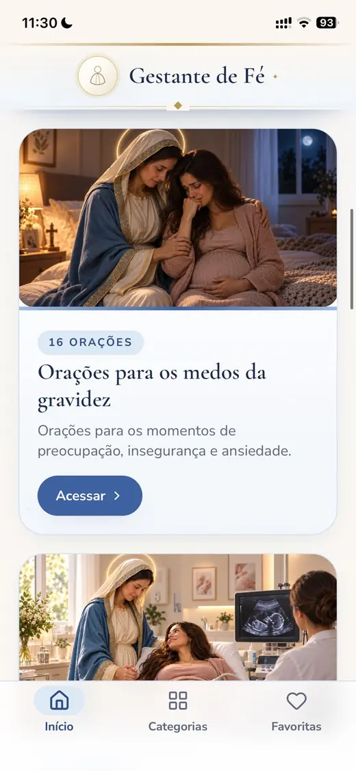 Tela 3 do aplicativo Gestante de Fé